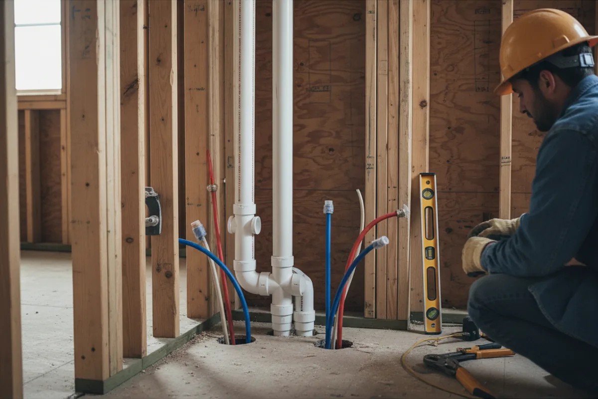 Drain and supply rough-in during Toilet Repair and Installation in Granville